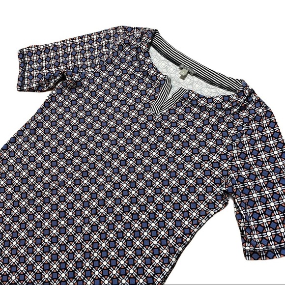 Talbots Short Sleeve Blue and Orange Geometric Shape Top Size S - Picture 3 of 7